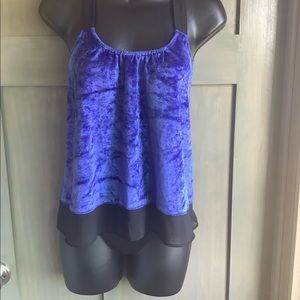 Velvet/Sheer trim tank
